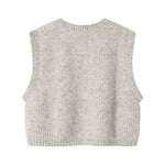 Grå strikvest til kvinder i blød uldblanding