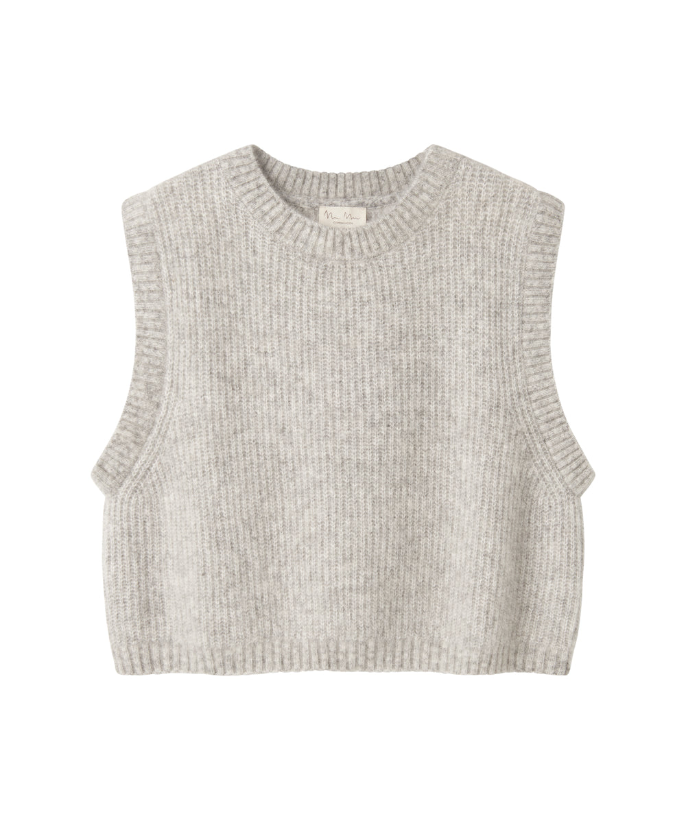 Grå strikvest til kvinder i blød uldblanding