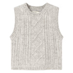 Strikvest til børn i lysegrå uld med kabelmønster