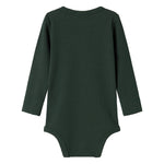 Grøn ribbet body med stolpe knaplukning til baby