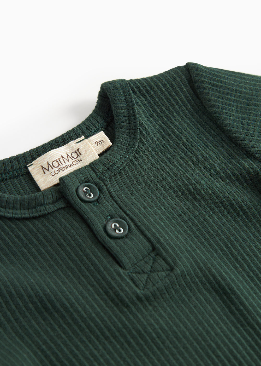 Grøn ribbet body med stolpe knaplukning til baby