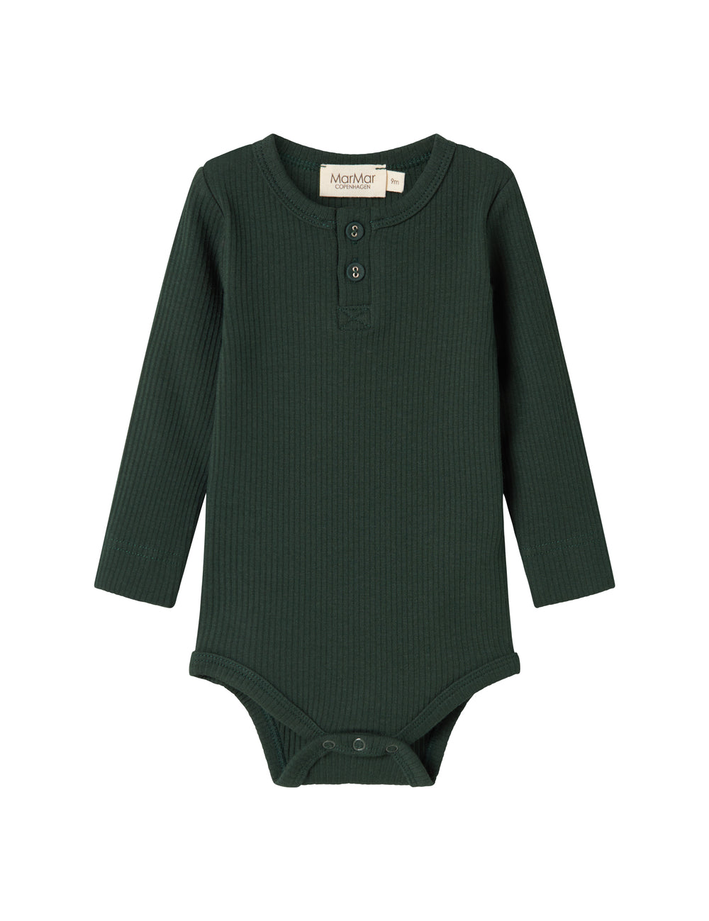 Grøn ribbet krop med stolpeknapp til baby