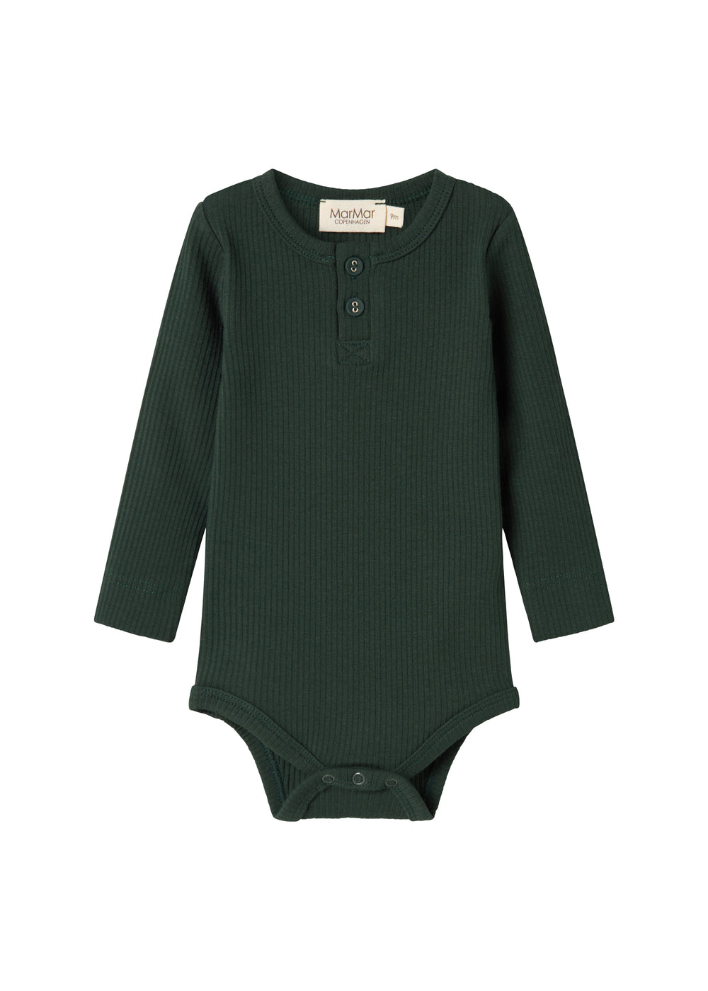 Grøn ribbet body med stolpe knaplukning til baby