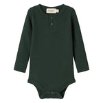 Grøn ribbet body med stolpe knaplukning til baby