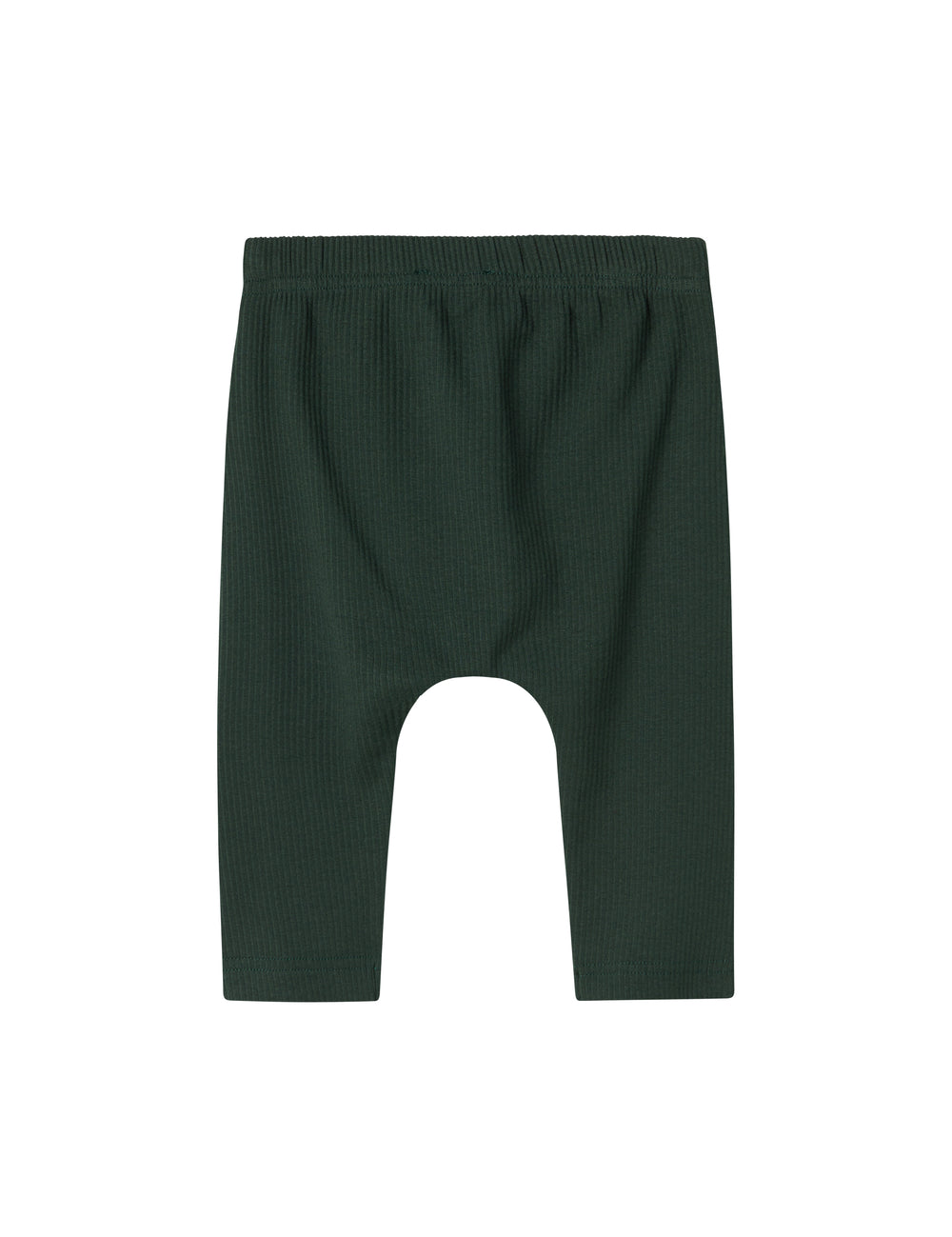 Grøne ribbede babybukser med snøre i taljen