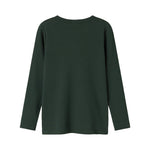 Grøn ribstrikket t-shirt med stolpe knaplukning til børn