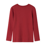 Rød ribstrikket bluse med stolpeknaplukning til børn