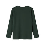 Grøn ribstrikket t-shirt med lange ærmer til børn