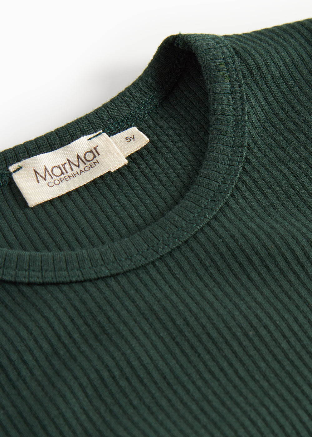 Grøn ribstrikket t-shirt med lange ærmer til børn