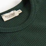 Grøn ribstrikket t-shirt med lange ærmer til børn