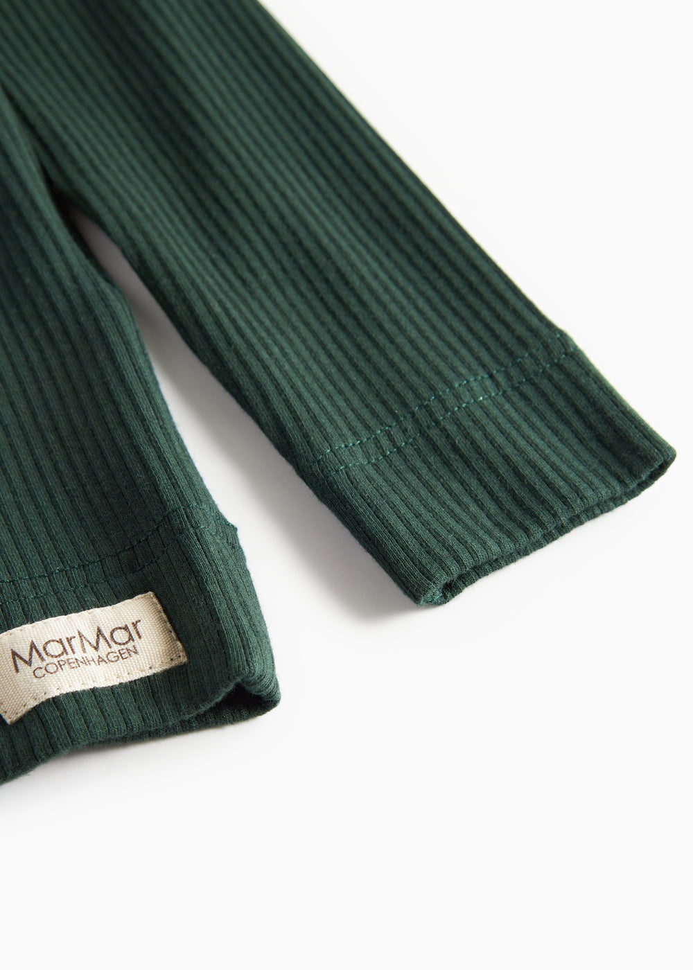 Grøn ribstrikket t-shirt med lange ærmer til børn