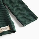 Grøn ribstrikket t-shirt med lange ærmer til børn