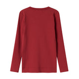 Rød ribstrikket t-shirt med lange ærmer til børn