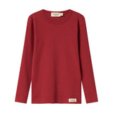 Rød ribstrikket t-shirt med lange ærmer til børn