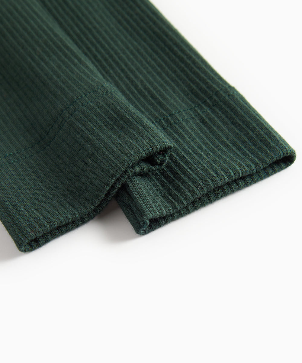 Grøne ribstrikkede leggings til børn