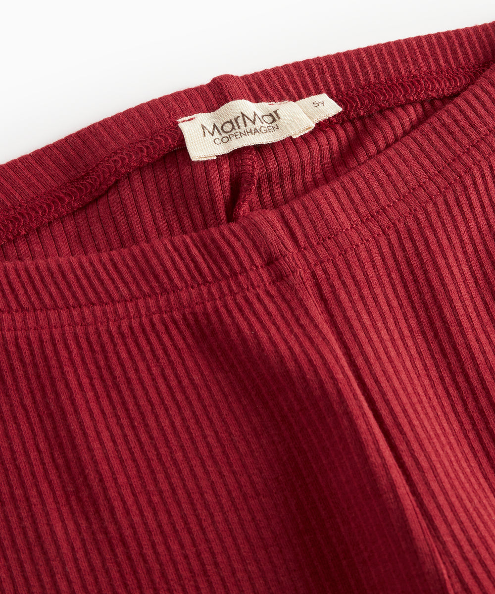 Røde ribstrikkede leggings til børn