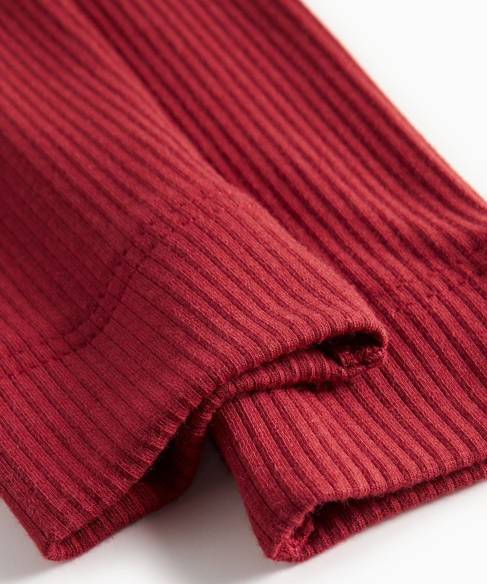 Røde ribstrikkede leggings til børn