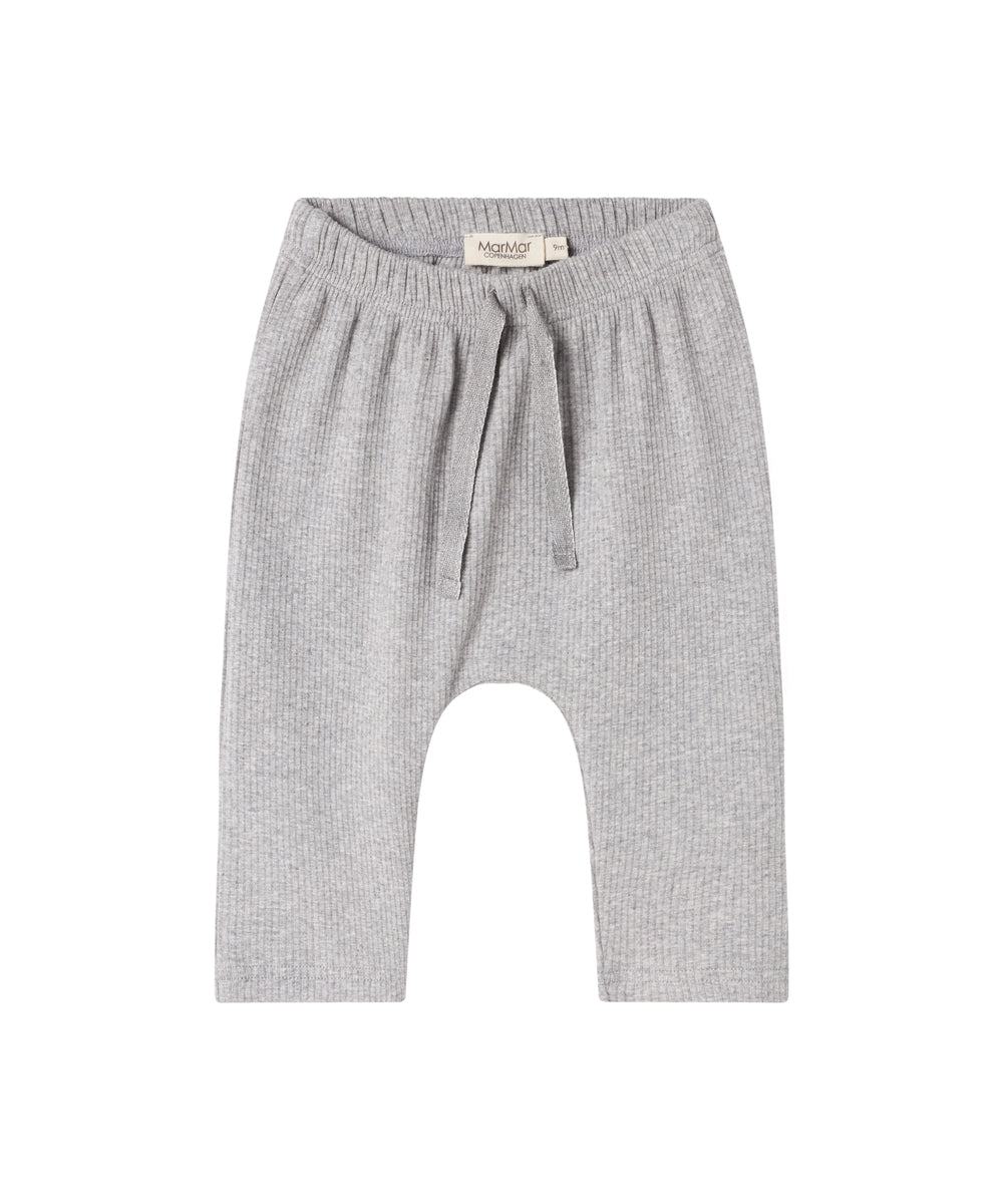 Lysegrå ribbede bukser med snøre i taljen til baby