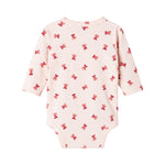 Slå-om body med rødt juleklokkeprint til baby