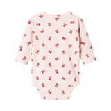 Slå-om body med rødt juleklokkeprint til baby