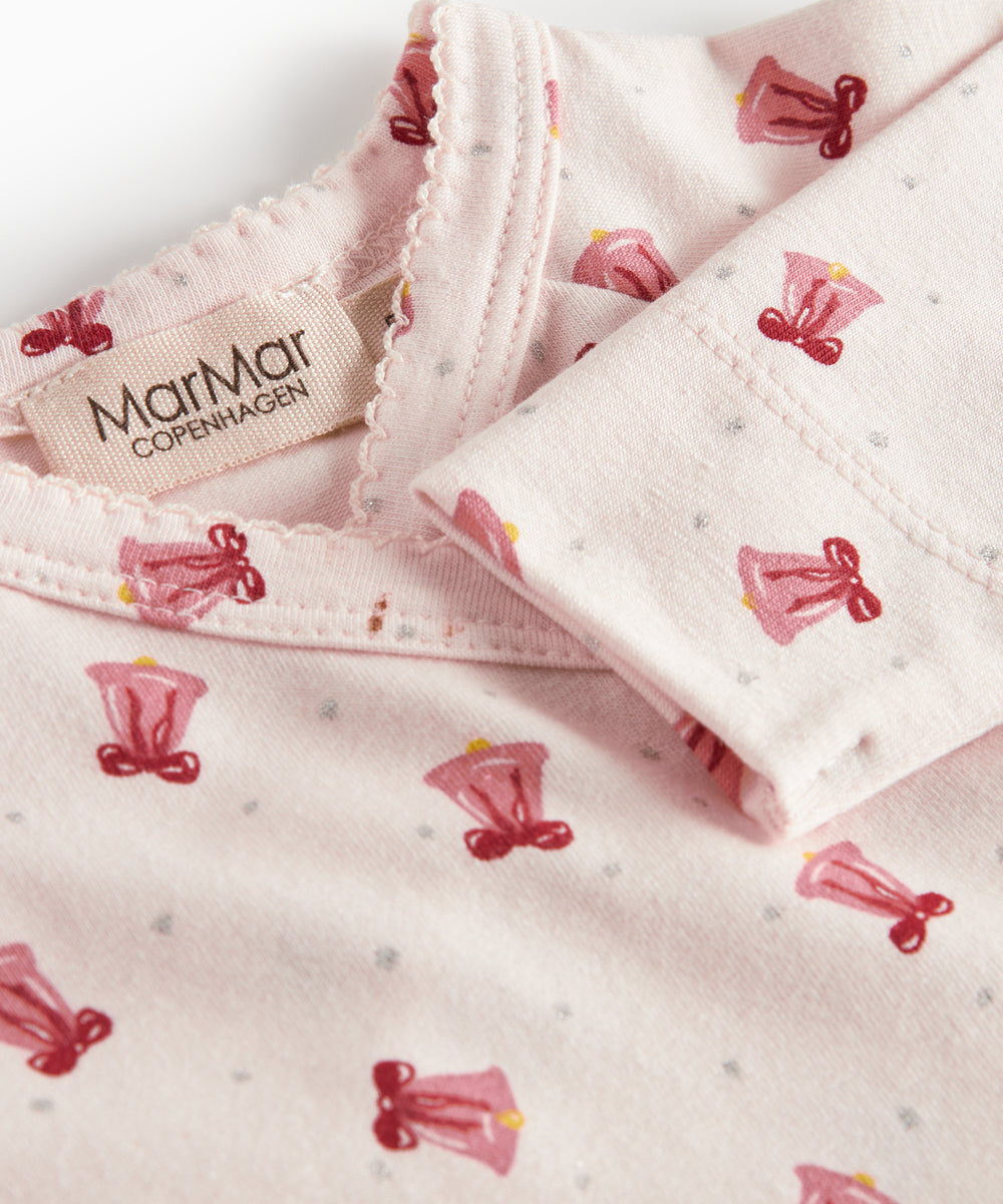 Slå-om body med rødt juleklokkeprint til baby