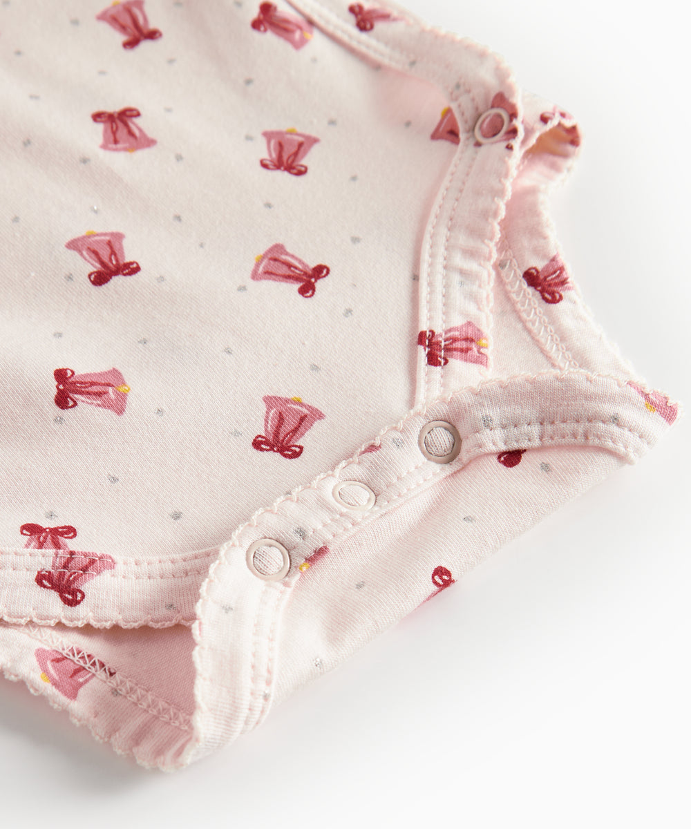 Slå-om body med rødt juleklokkeprint til baby