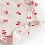 Slå-om body med rødt juleklokkeprint til baby