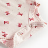 Slå-om body med rødt juleklokkeprint til baby