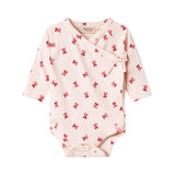 Slå-om body med rødt juleklokkeprint til baby