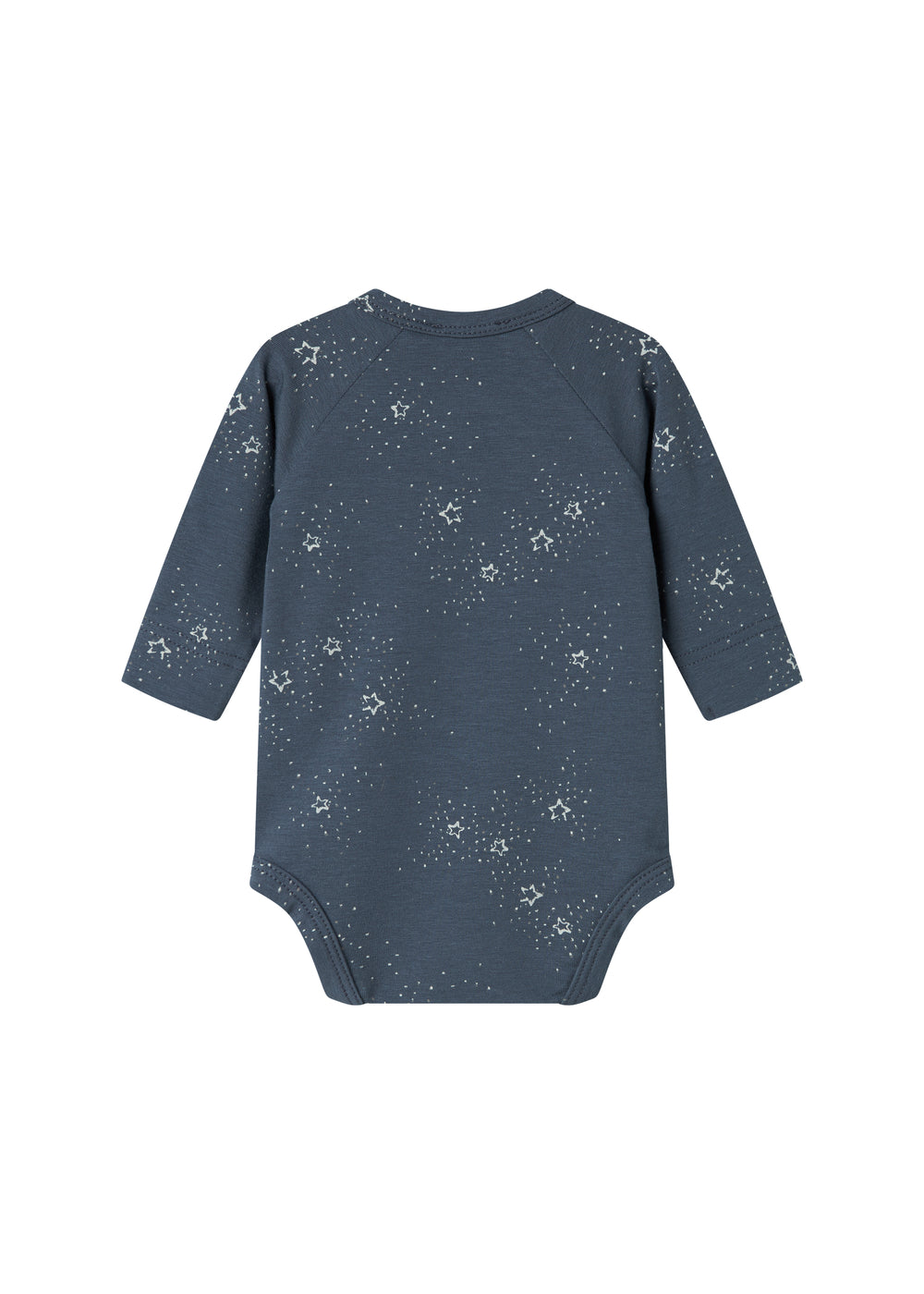 Mørkeblå slå-om bodystocking med stjerneprint til baby