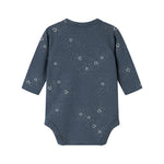 Mørkeblå slå-om bodystocking med stjerneprint til baby