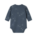Mørkeblå slå-om bodystocking med stjerneprint til baby