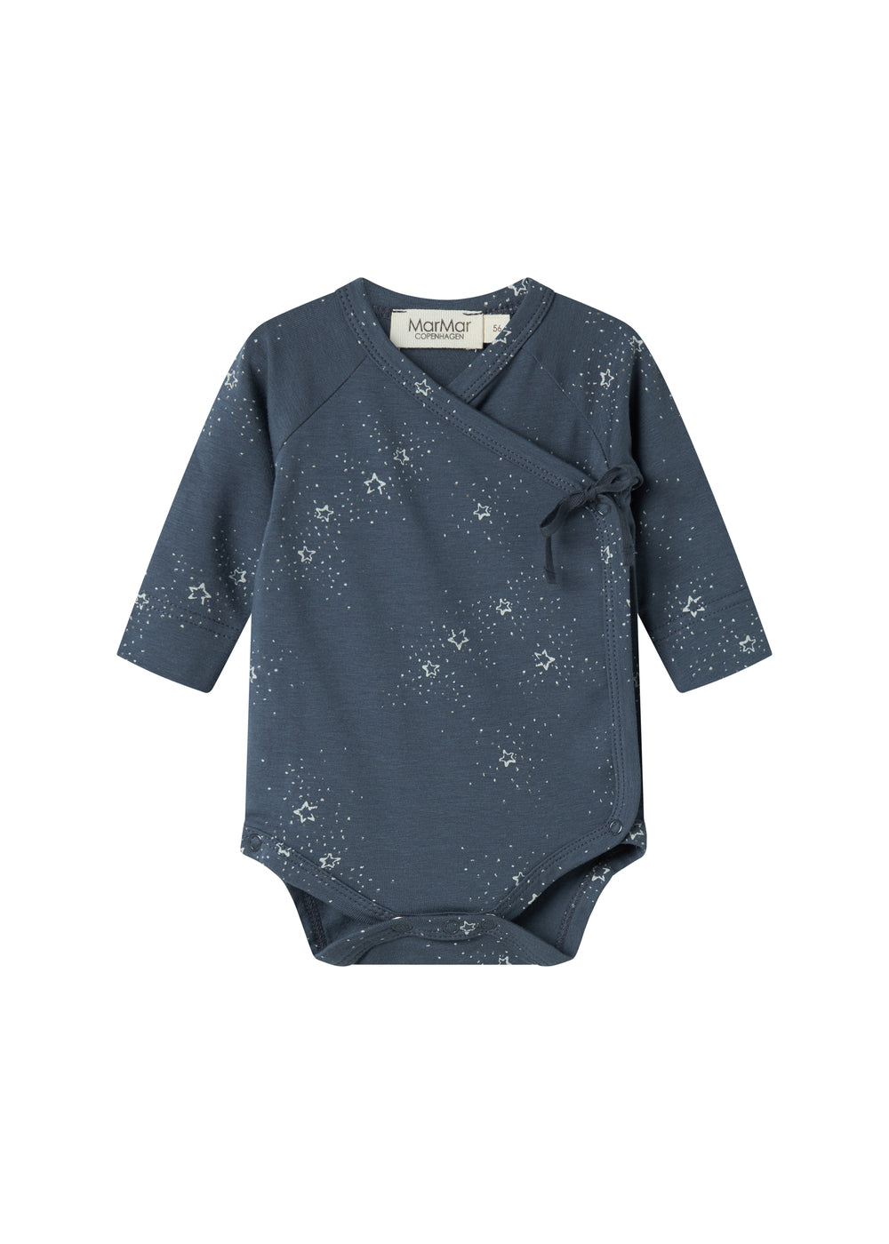 Mørkeblå slå-om bodystocking med stjerneprint til baby