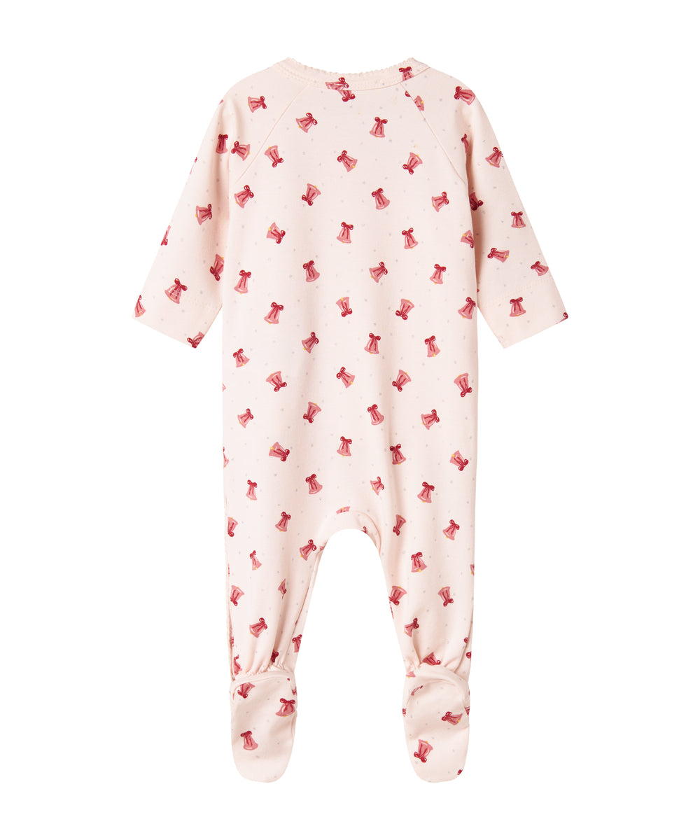 heldragt med rødt juleklokkeprint til nyfødt