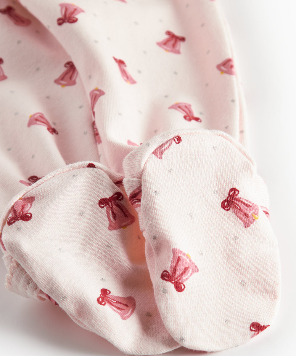 heldragt med rødt juleklokkeprint og futter til nyfødt