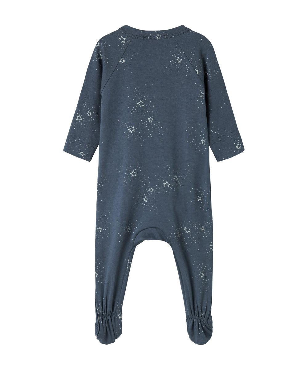 Mørkeblå heldragt med stjerneprint til nyfødt
