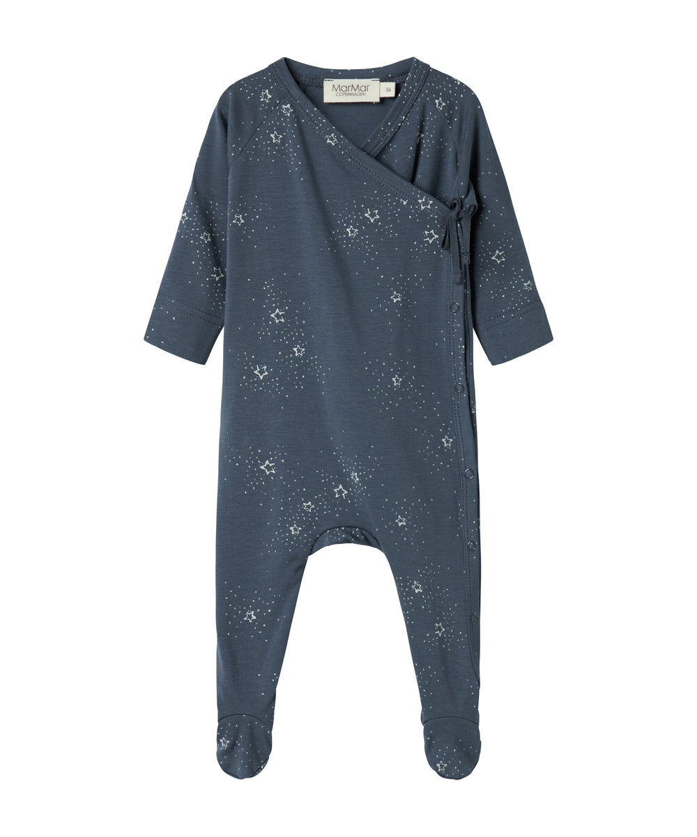 Mørkeblå heldragt med stjerneprint til nyfødt