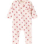 Heldragt med slå-om lukning og juleklokke mønster til baby