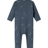 Mørkeblå heldragt med slå-om lukning og stjerneprint til baby