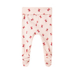 Babybukser med rødt juleklokkeprint og fødder