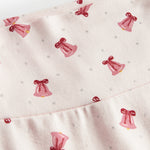 Babybukser med rødt juleklokkeprint og fødder