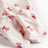 Babybukser med rødt juleklokkeprint og fødder