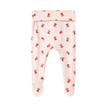 Babybukser med rødt juleklokkeprint og fødder