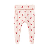 Babybukser med rødt juleklokkeprint og fødder