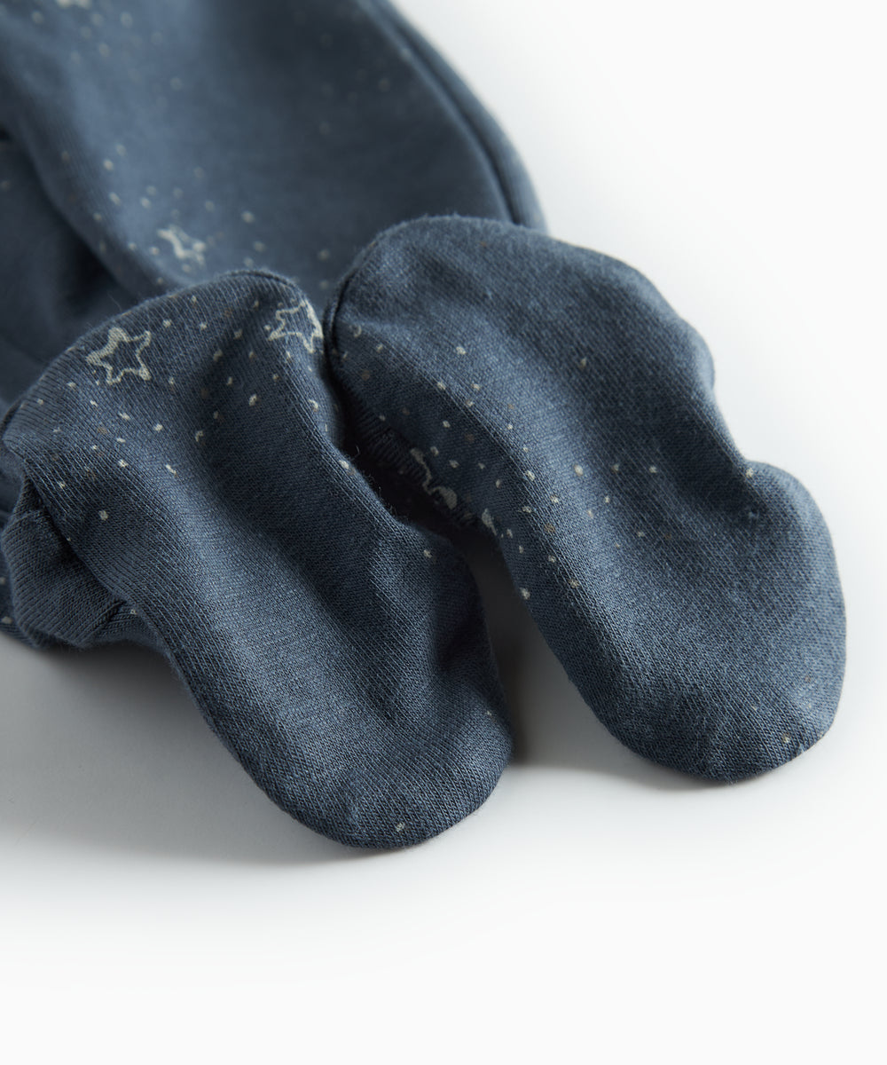 Mørkeblå babybukser med fødder og stjerneprint