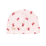 Cremefarvet hue med røde juleklokker til nyfødt