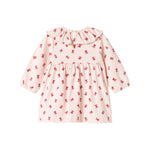 Cremefarvet kjole med røde juleklokker til baby