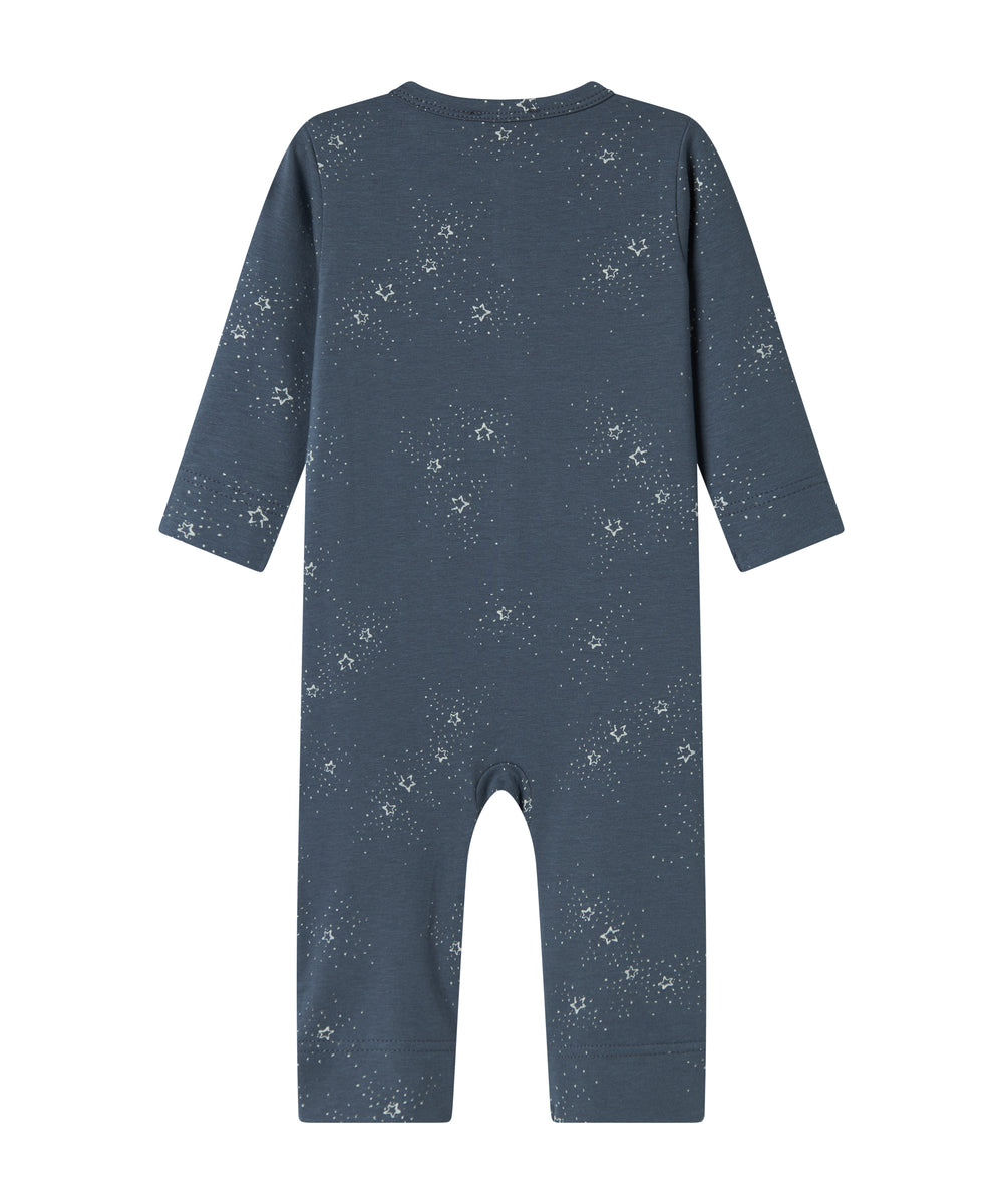 Mørkeblå baby heldragt med stjerneprint til