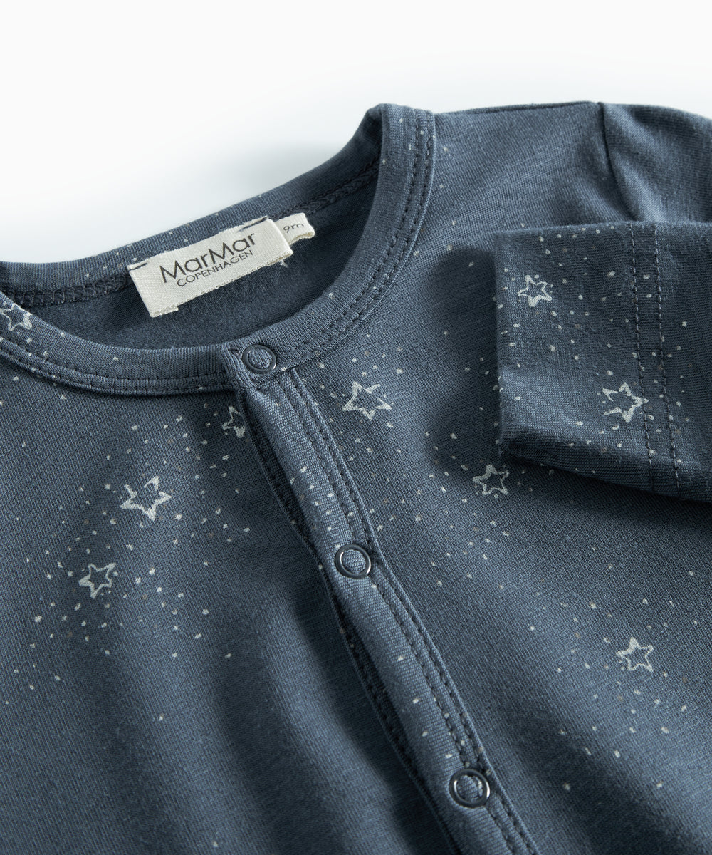 Mørkeblå baby heldragt med stjerneprint til