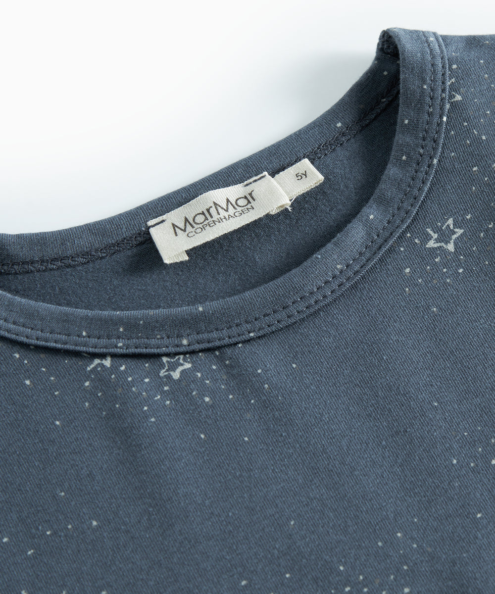 Mørkeblåt pyjamastrøje med stjerneprint til børn